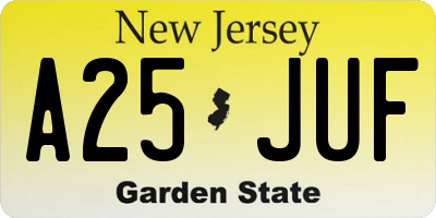 NJ license plate A25JUF