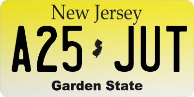 NJ license plate A25JUT