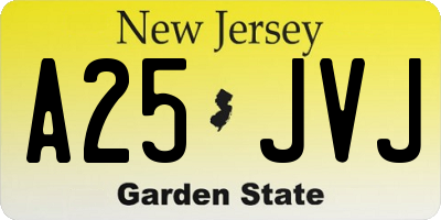 NJ license plate A25JVJ
