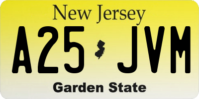 NJ license plate A25JVM