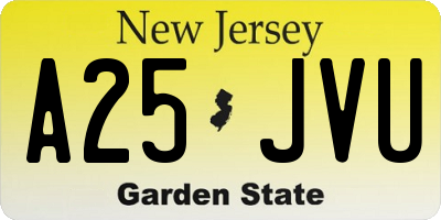 NJ license plate A25JVU