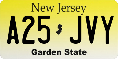 NJ license plate A25JVY