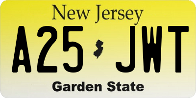 NJ license plate A25JWT