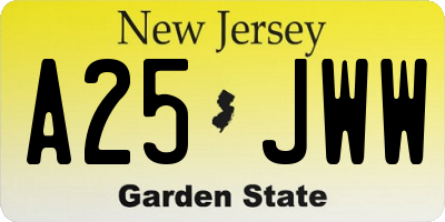 NJ license plate A25JWW