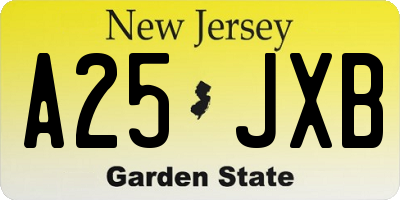 NJ license plate A25JXB