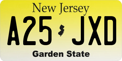 NJ license plate A25JXD