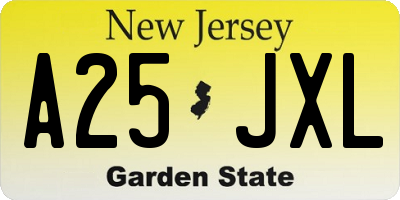 NJ license plate A25JXL
