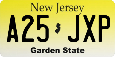 NJ license plate A25JXP