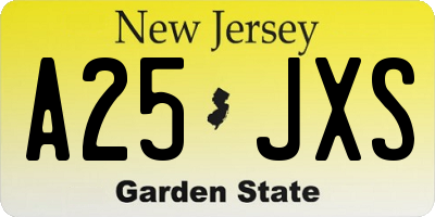 NJ license plate A25JXS