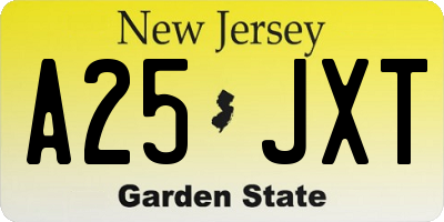 NJ license plate A25JXT
