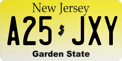 NJ license plate A25JXY