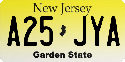 NJ license plate A25JYA