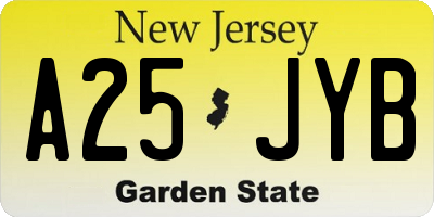 NJ license plate A25JYB
