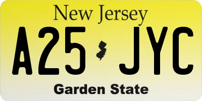 NJ license plate A25JYC