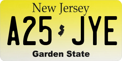 NJ license plate A25JYE