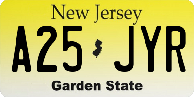 NJ license plate A25JYR
