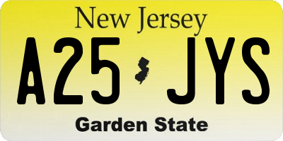 NJ license plate A25JYS