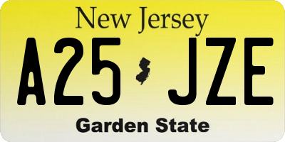 NJ license plate A25JZE