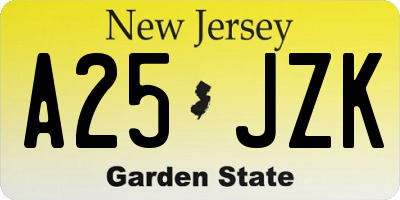 NJ license plate A25JZK