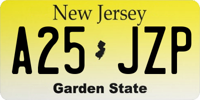 NJ license plate A25JZP