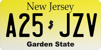 NJ license plate A25JZV