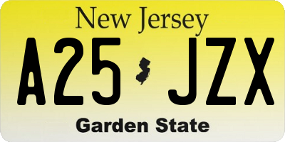 NJ license plate A25JZX
