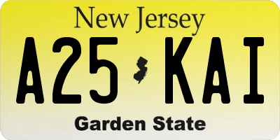 NJ license plate A25KAI