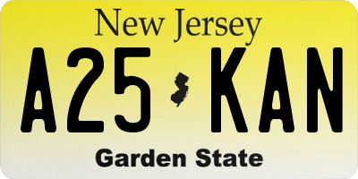 NJ license plate A25KAN