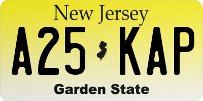 NJ license plate A25KAP