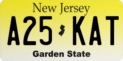 NJ license plate A25KAT