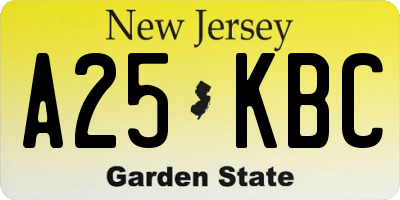 NJ license plate A25KBC