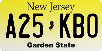 NJ license plate A25KBO