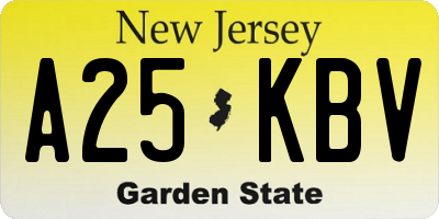 NJ license plate A25KBV