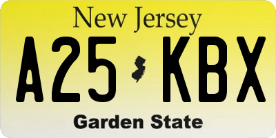 NJ license plate A25KBX