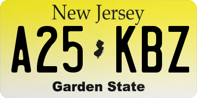 NJ license plate A25KBZ