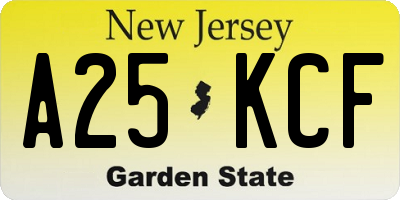 NJ license plate A25KCF