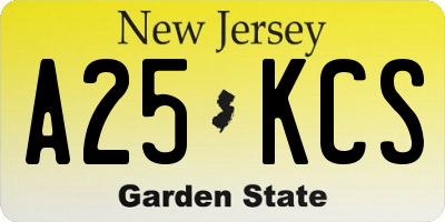 NJ license plate A25KCS