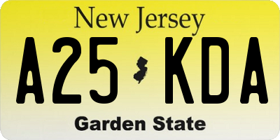 NJ license plate A25KDA