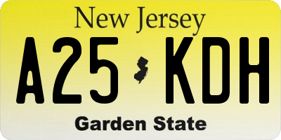 NJ license plate A25KDH