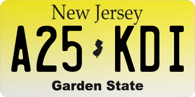 NJ license plate A25KDI