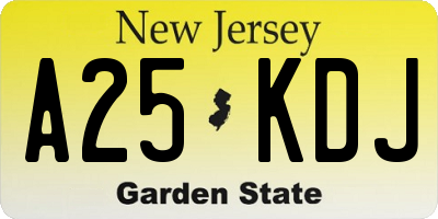 NJ license plate A25KDJ