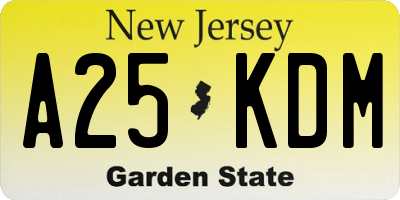 NJ license plate A25KDM