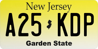 NJ license plate A25KDP