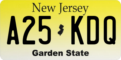 NJ license plate A25KDQ