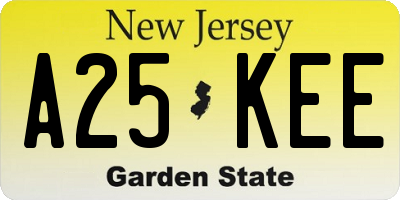 NJ license plate A25KEE