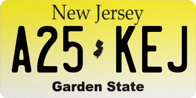 NJ license plate A25KEJ