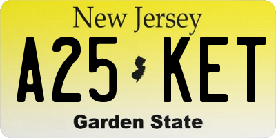 NJ license plate A25KET