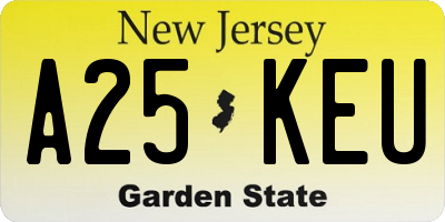NJ license plate A25KEU