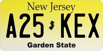 NJ license plate A25KEX