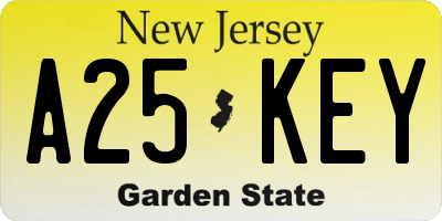 NJ license plate A25KEY